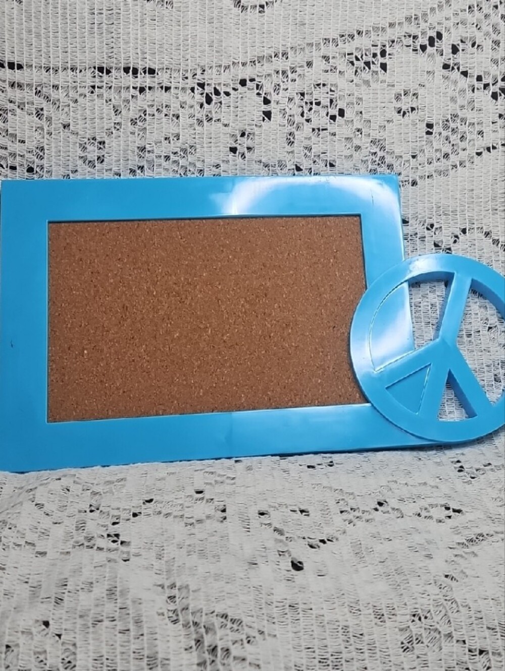 Blue Peace Sign Corkboard Frame